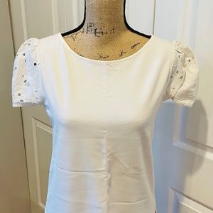 New with Tags! Ann Taylor Puff Sleeve Top in Cream (Size Small)